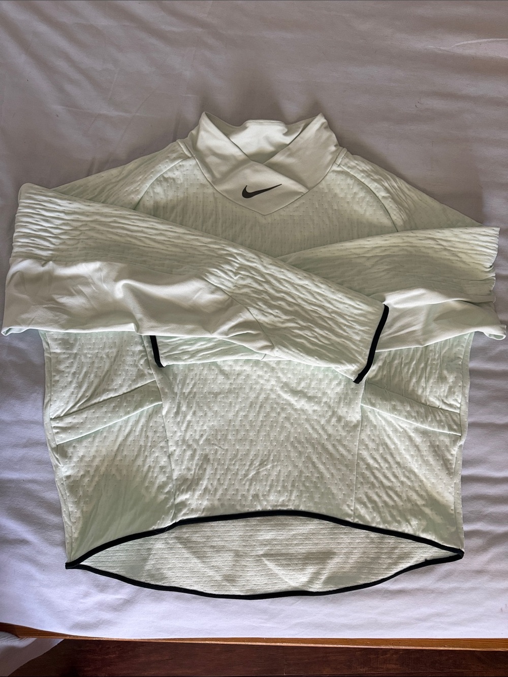 Nike Women’s White Long-Sleeve Performance Pullover with Black Trim
